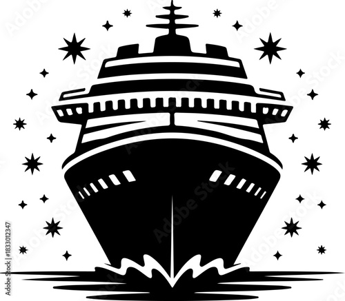 Cruise ship silhouette vector illustration