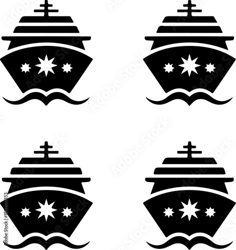 Cruise ship silhouette vector illustration