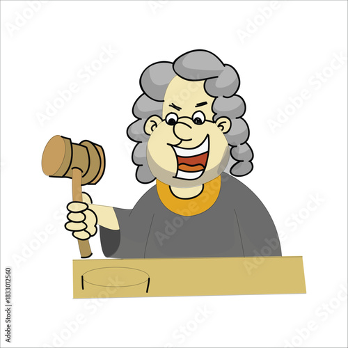 Furious judge shouting and banging the gavel to demand order in the court