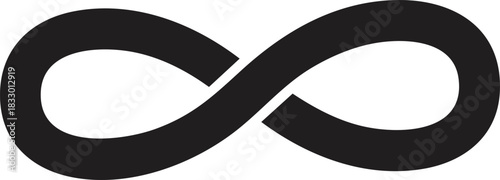Simple black infinity symbol icon on a white background, representing eternity, endlessness, and limitless potential for design projects