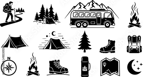 Camping & Mountain Adventure Silhouette Bundle