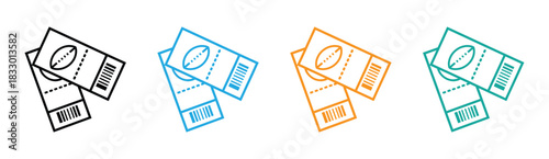 American football tickets light blue icon. Access to football match. Admission passes to sport event. Get ready for game day with these football ticket icons.