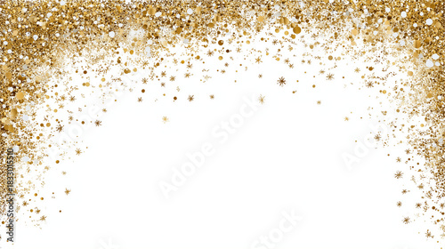 sparkly gold Christmas paper border that goes all the way around the paper and the background is white and blank