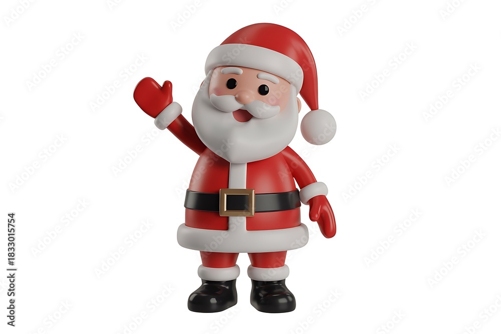 Obraz premium Cute cartoon santa claus waving hello isolated on white background