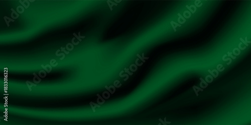 Dark teal emerald green silk satin. Shiny smooth fabric. Soft folds. Luxury background with space for design. web banner. Flat lay, top view table. Birthday, Christmas, Valentine, New year.