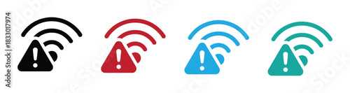 WiFi connection error warning icon Vector. Connectivity alert icons symbolizing network disruption threat. solid exclamation mark error warning wifi internet icon sign vector.