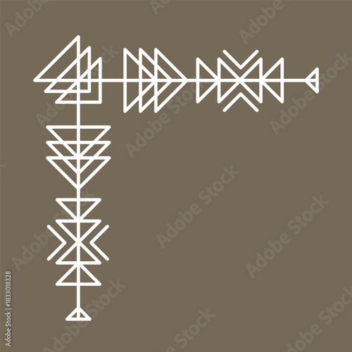 Line geometric corner. Tribal ethnic decorative linear element.
