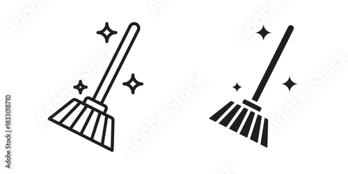 Broom icon silhouette abstract design. vector clipart designs