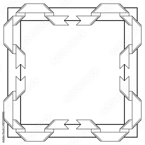 Frame with ribbons. Decorative abstract background.