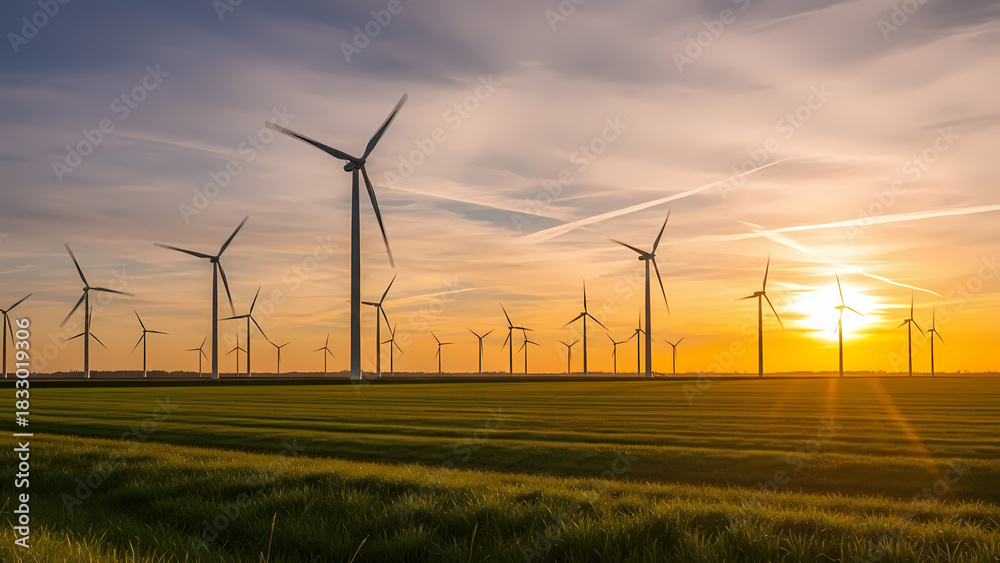Obraz premium Turbine field — clean renewable energy