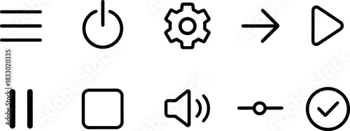 UI UX interface icons set. Navigation, settings, edit, folder, menu outline symbols
