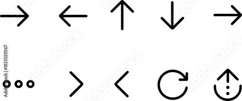 UI UX interface icons set. Navigation, settings, edit, folder, menu outline symbols