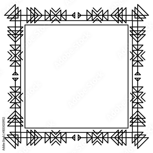 Line geometric frame. Tribal ethnic decorative linear background.