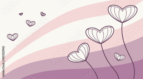 Heart-shaped flowers with simple drawing style 