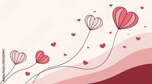 Romantic heart-shaped flowers pattern for Valentine's Day or wedding background