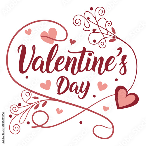 Valentine's Day concept with heart-shaped decorations and lettering