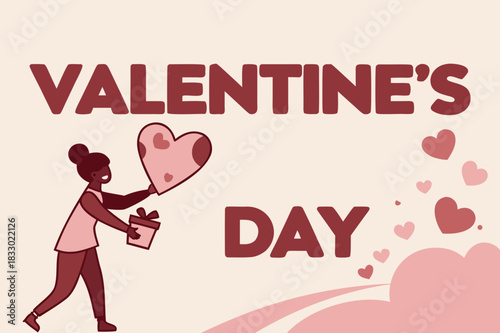 Valentine's day concept design with character illustration