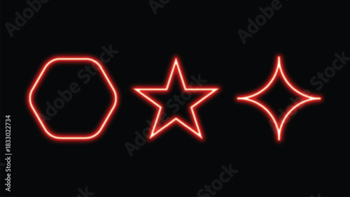 Vibrant neon effect design with geometric shapes and gradients