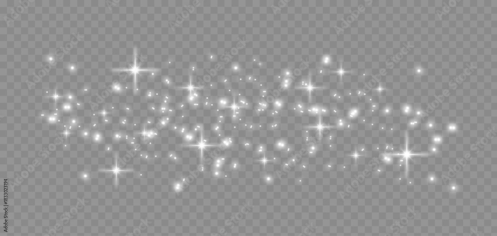 Obraz premium Glowing Light Effect with Glitter Particles ? Transparent Magic Dust Cloud and Sparkling Starry Decoration Vector.