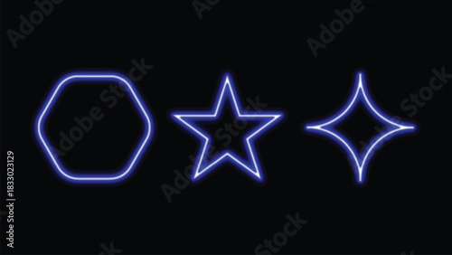 Vibrant neon effect design with geometric shapes and text