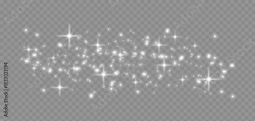 Glowing Light Effect with Glitter Particles ? Transparent Magic Dust Cloud and Sparkling Starry Decoration Vector.