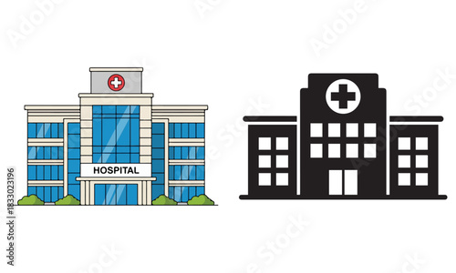 Hospital and Medical Mask Illustrations – Healthcare Building and Face Mask Clipart