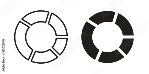 Donut chart icon silhouette abstract design. vector clipart designs