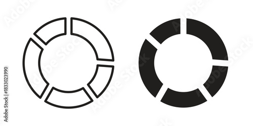 Donut chart icon silhouette abstract design. vector clipart designs