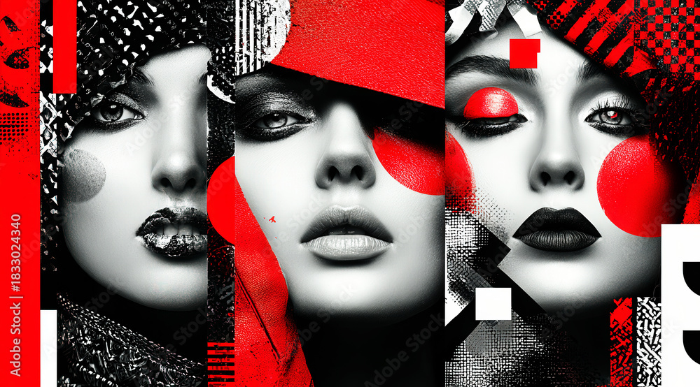 Fototapeta premium Vibrant and Modern Fashion Collage with Bold Color Blocks