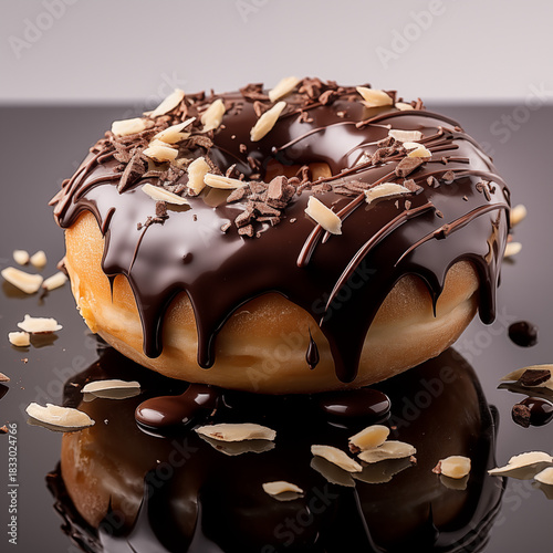 a chocolate donut with hazelnut