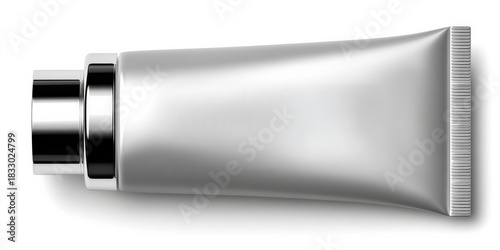 A sleek, silver tube of cream labeled Face Moisturizer, featuring a clean design and a modern aesthetic