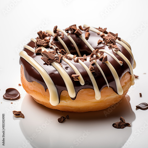 a white chocolate donut sprinkled with crushed dark chocolate