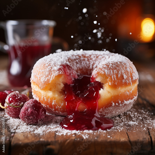 Jelly-Filled Donut with Sugar Dust

