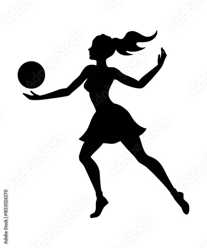 Woman Playing Basketball Silhouette Vector Art