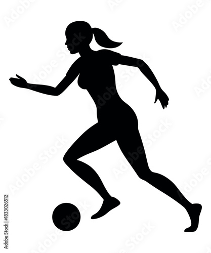 Female Football Sport Silhouette Vector