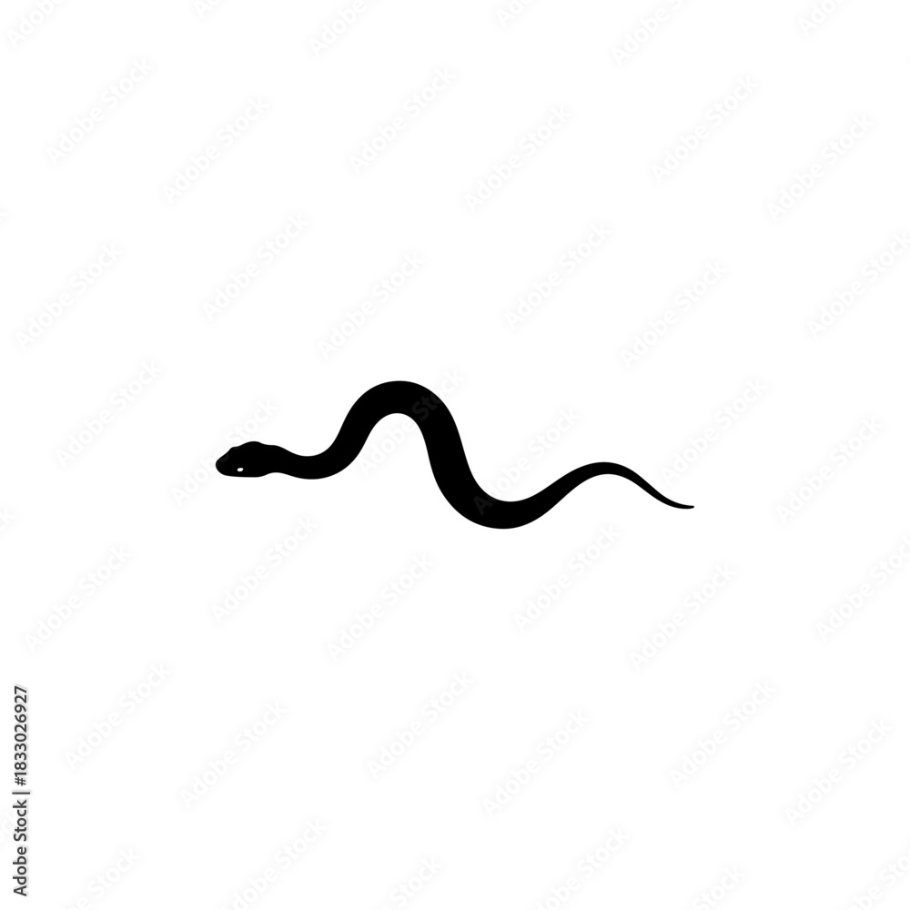 Obraz premium Black snake silhouette isolated on transparent background