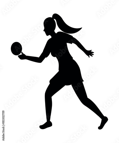 Ping Pong Woman Silhouette Vector Artwork
