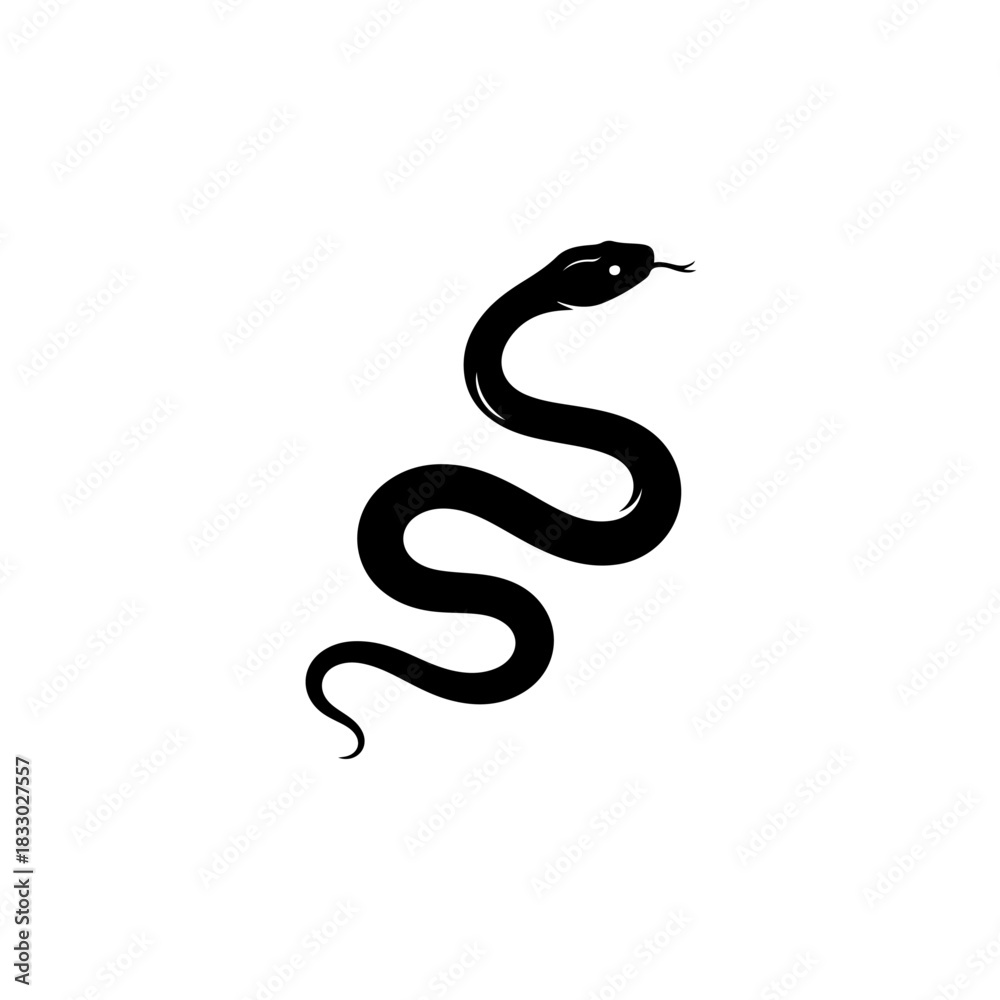 Obraz premium Black snake silhouette isolated on transparent background