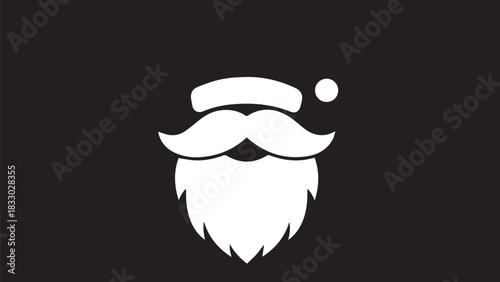 Decorative Santa beard logo icon in minimalist Christmas illustration style.