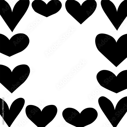 Heart Frame square Valentine's Day. Vector graphic line black and white illustration. For poster, invitation, backdrop, ad, sale promotion, print for t-shirt