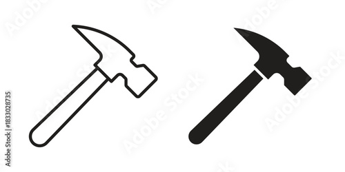 Hammer icon silhouette abstract design. vector clipart designs