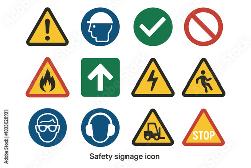 Free Download Various safety signage icons for hazard awareness and precautionary measures. - GFXLoad