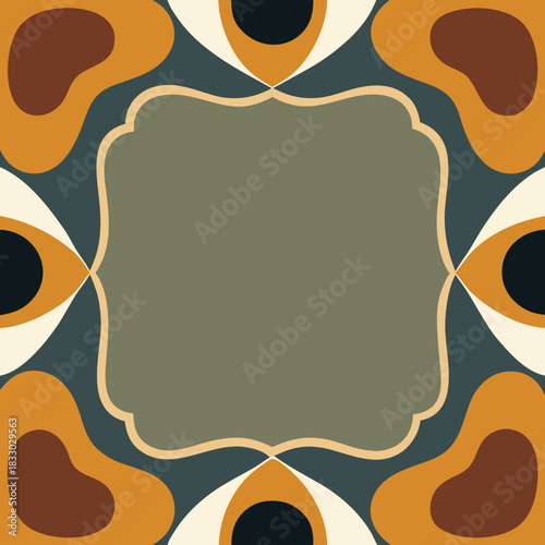 Abstract mid century modern geometric pattern with organic shapes