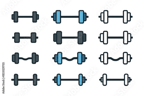 Collection of dumbbells in various designs and colors for fitness enthusiasts.