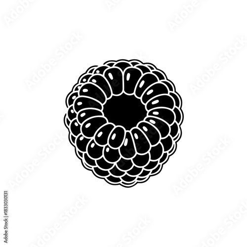 Black and white raspberry icon isolated on transparent background