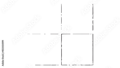 Minimal abstract sketch of a paneled window with faint grid lines on white background.