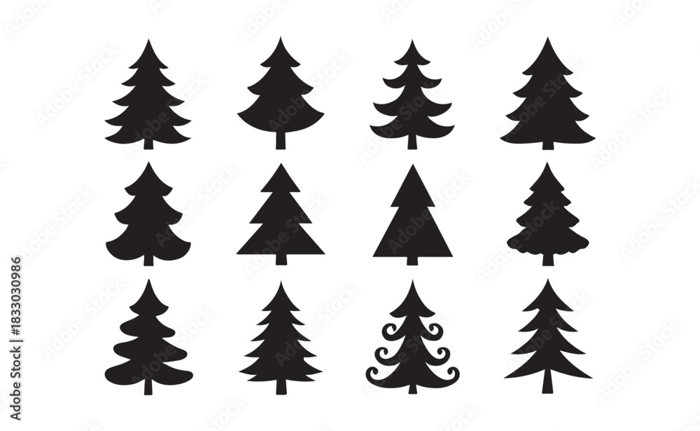 Obraz premium set of Christmas trees vector illustration