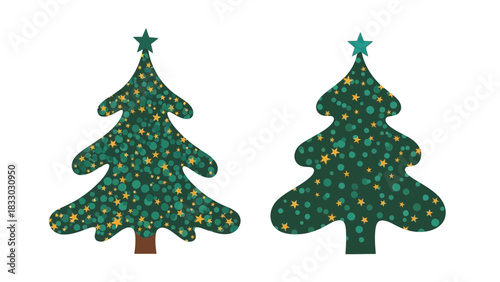 Christmas tree silhouette clipart set. Black Christmas tree drawing clip art collection in white background for xmas season pine tree flat icon decoration vector 