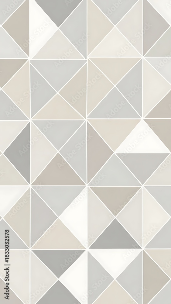 Fototapeta premium Abstract Geometric Pattern of Triangles in Muted Grey and Beige Shades