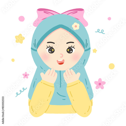 Anak perempuan berhijab islami lucu